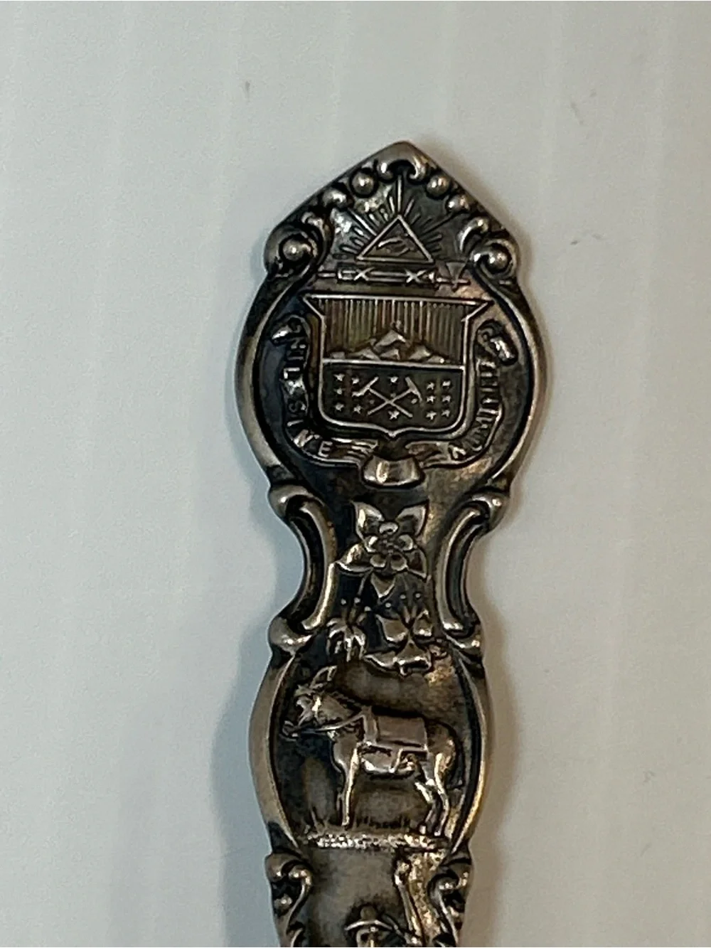 Sterling Silver Leadville Colorado Souvenir Spoon  Donkey Mule Scene 17 grams